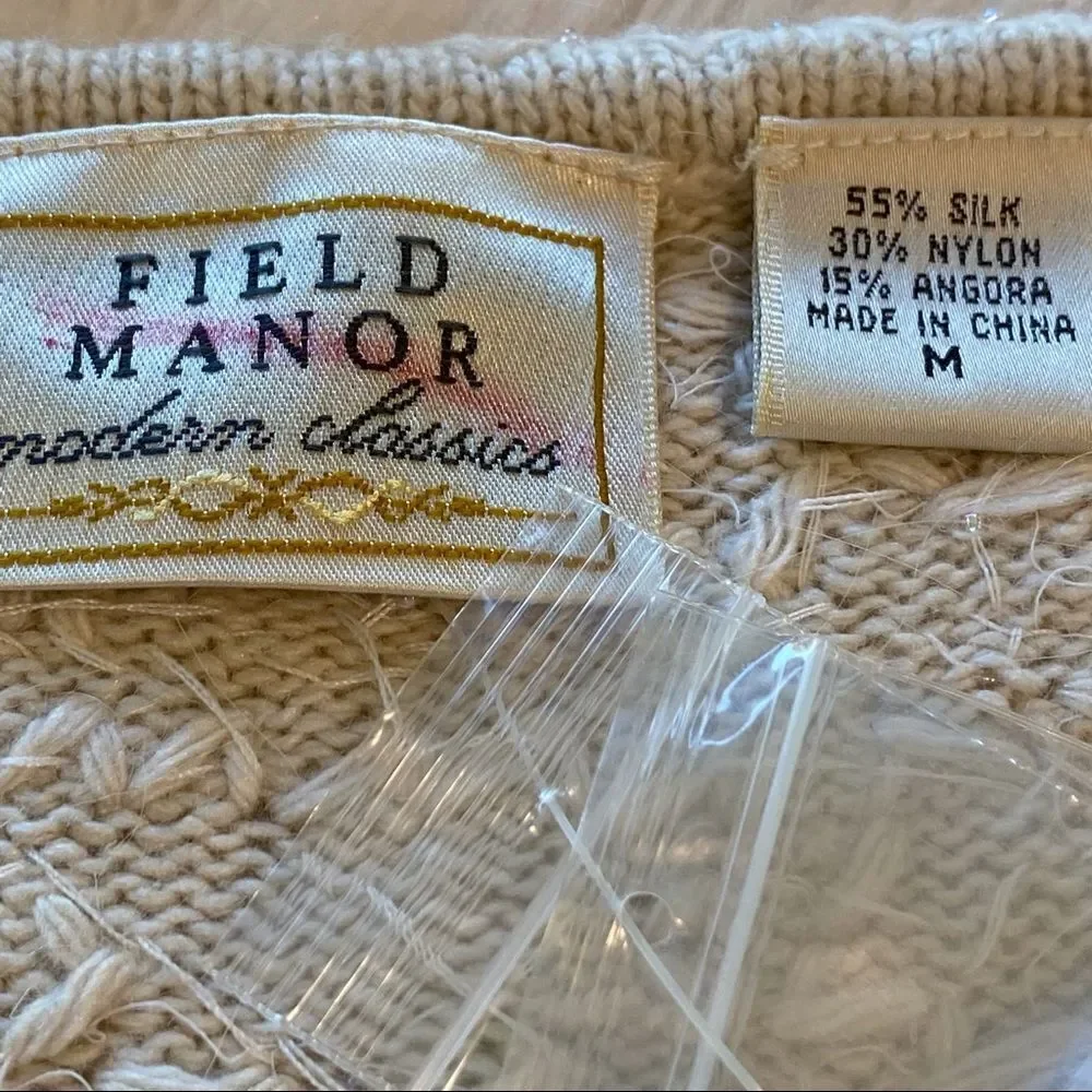 Field Manor Cream Cardigan With Beads And Sequins Size Medium